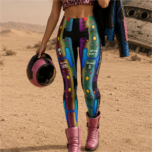 Multicoloured Metallic Mechanical Android Robot Leggings