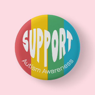 Multicoloured Support Autism Awareness Button