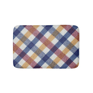 Multicoloured Tartan Pattern Bath Mat
