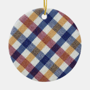 Multicoloured Tartan Pattern Ceramic Tree Decoration