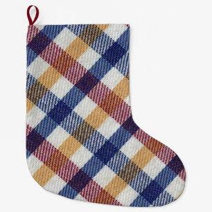 Multicoloured Tartan Pattern Large Christmas Stocking