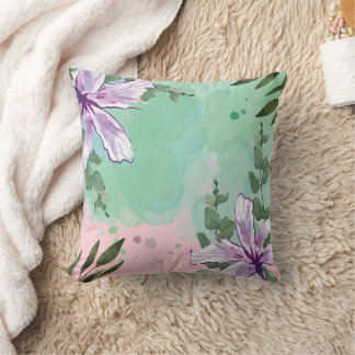 Multicoloured Watercolor Flower Square Pillow