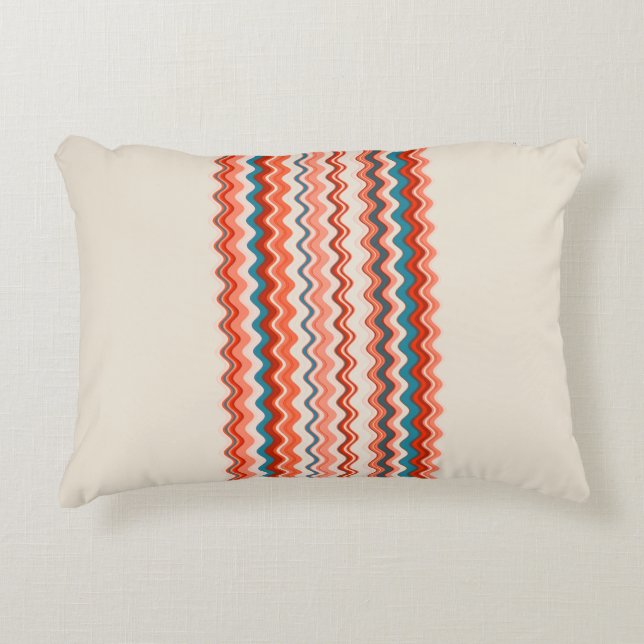 Multicoloured Wavy Pattern Decorative Cushion (Front)