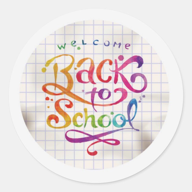 Multicoloured Welcome Back to School Round Classic Round Sticker (Front)