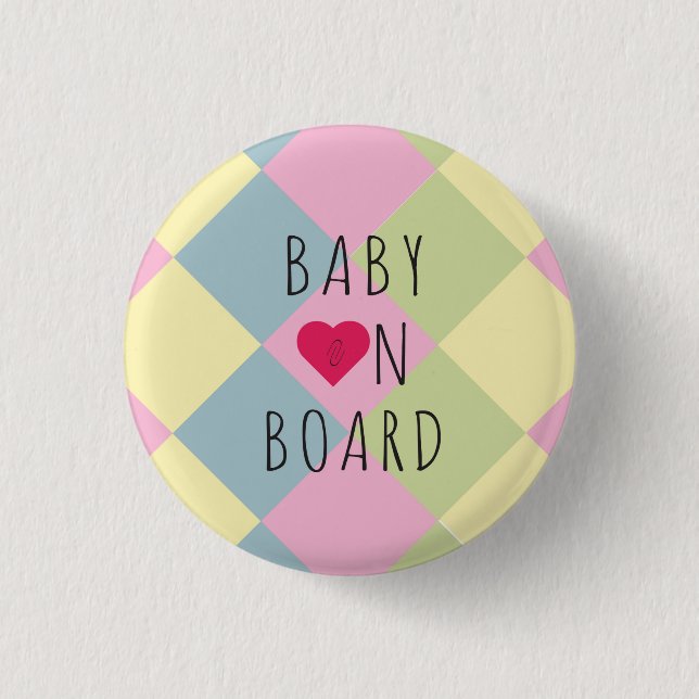 Multicolours Happy Baby on Board Pregnancy Button (Front)