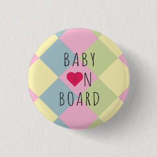 Multicolours Happy Baby on Board Pregnancy Button