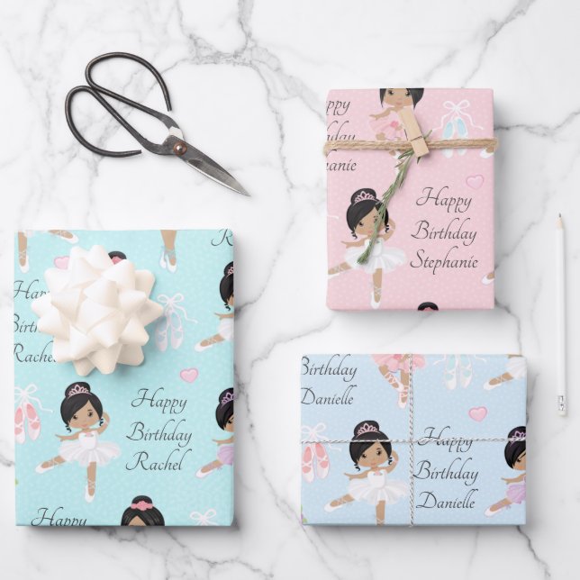 Multicultural Ballerina  Wrapping Paper Sheets (Front)