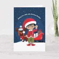 Multicultural Boy Elf Holiday Card