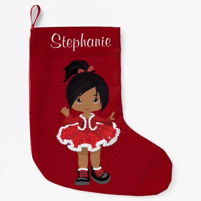 Multicultural Christmas Hip Hop Dancer Small Christmas Stocking (Front)