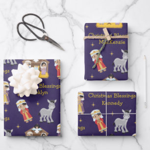 Multicultural Nativity Scene Wrapping Paper Sheet