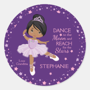 Multicultural Stars & Moon Ballerina Classic Round Sticker