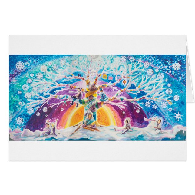 Multicultural Tree of Life - Winter | Blank Card (Front Horizontal)