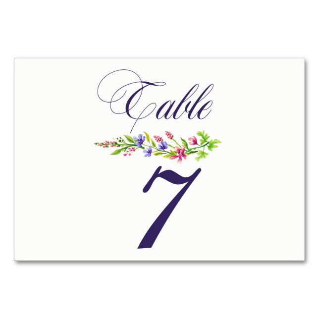 Multifloral Summer Flowers Pastel Table Number (Front)