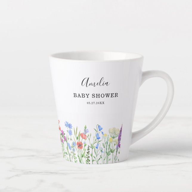 Multihued Wildflower Baby Shower Celebration Latte Mug (Right)