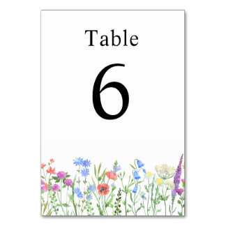 Multihued Wildflower Baby Shower Celebration Table Number