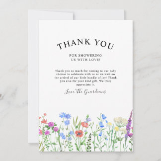 Multihued Wildflower Baby Shower Celebration Thank You Card