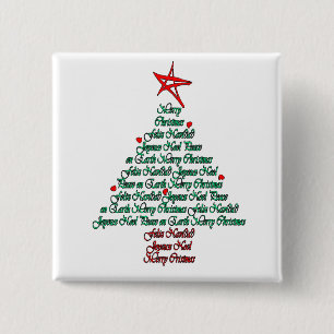 Multilanguage Chistmas Card Feliz Natal Tree 15 Cm Square Badge