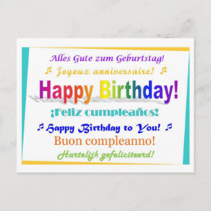 Multilingual Birthday Postcard