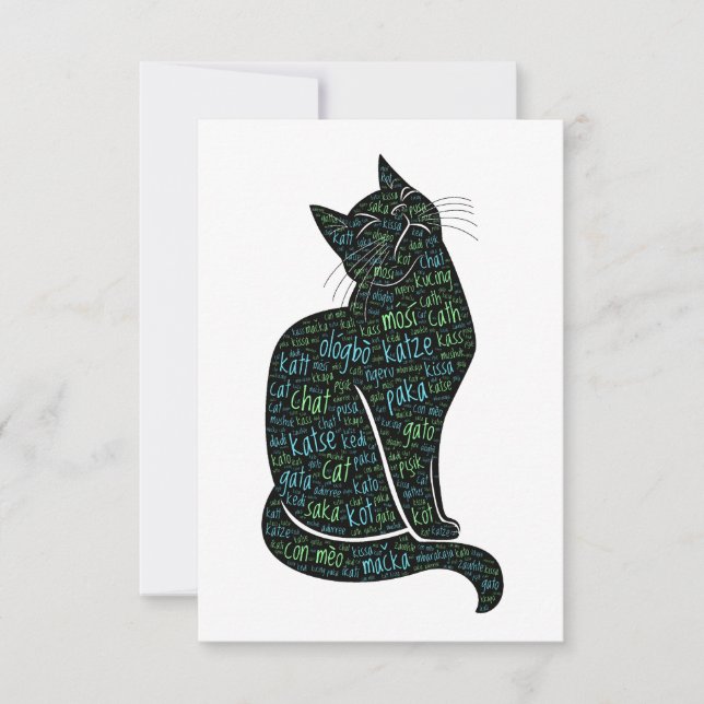 Multilingual Cat Note Cards (Front)