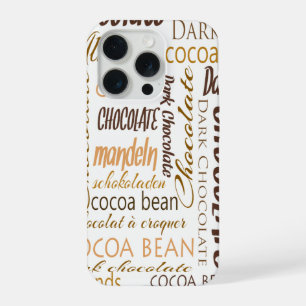 Multilingual Chocolate Typography Word Collage iPhone 15 Pro Case