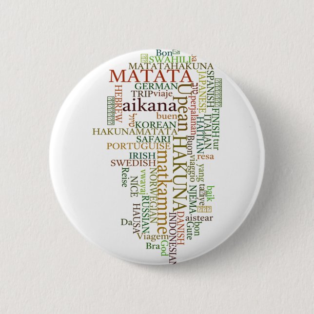 Multilingual Hakuna Matata Global Word Cloud Art 6 Cm Round Badge (Front)