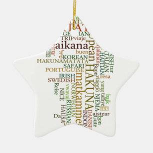 Multilingual Hakuna Matata Global Word Cloud Art Ceramic Tree Decoration