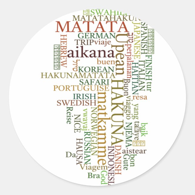 Multilingual Hakuna Matata Global Word Cloud Art Classic Round Sticker (Front)