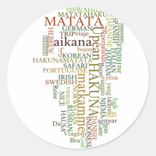 Multilingual Hakuna Matata Global Word Cloud Art Classic Round Sticker