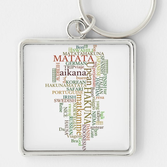 Multilingual Hakuna Matata Global Word Cloud Art Key Ring (Front)