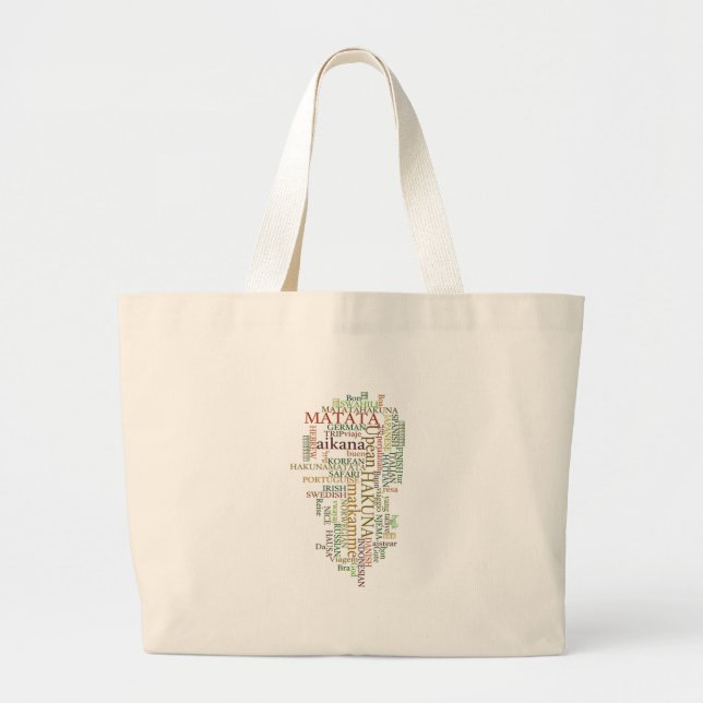 Multilingual Hakuna Matata Global Word Cloud Art Large Tote Bag (Front)