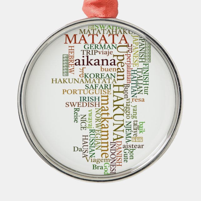 Multilingual Hakuna Matata Global Word Cloud Art Metal Tree Decoration (Front)