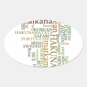 Multilingual Hakuna Matata Global Word Cloud Art Oval Sticker