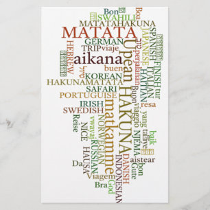 Multilingual Hakuna Matata Global Word Cloud Art Stationery