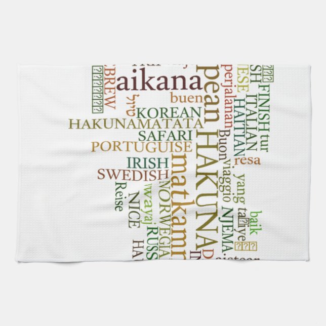 Multilingual Hakuna Matata Global Word Cloud Art Tea Towel (Horizontal)