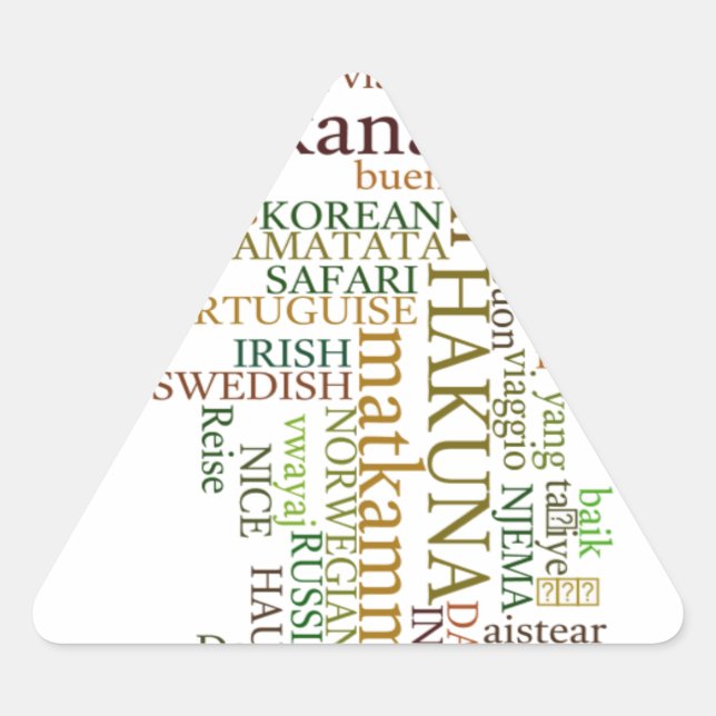 Multilingual Hakuna Matata Global Word Cloud Art Triangle Sticker (Front)
