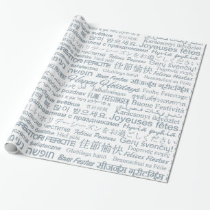 Multilingual “Happy Holidays” gift wrap