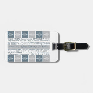 Multilingual Happy Holidays luggage tag