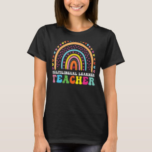Multilingual Learner Teacher Leopard Rainbow Multi T-Shirt