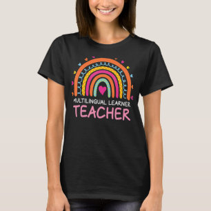 Multilingual Learner Teacher Leopard Rainbow Multi T-Shirt