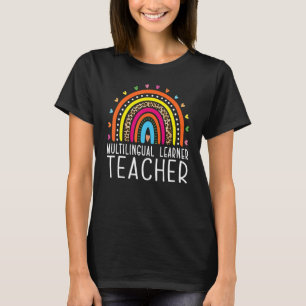 Multilingual Learner Teacher Leopard Rainbow Multi T-Shirt