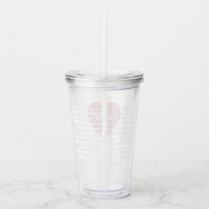 Multilingual Love Acrylic Tumbler Dusty Pink