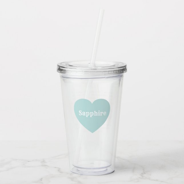 Multilingual Love - Mint Blue Acrylic Tumbler (Back)