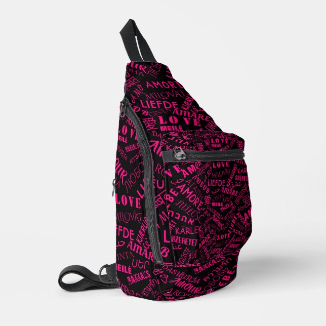 Multilingual Love Text Custom Colours Sling Bag (Left Corner)