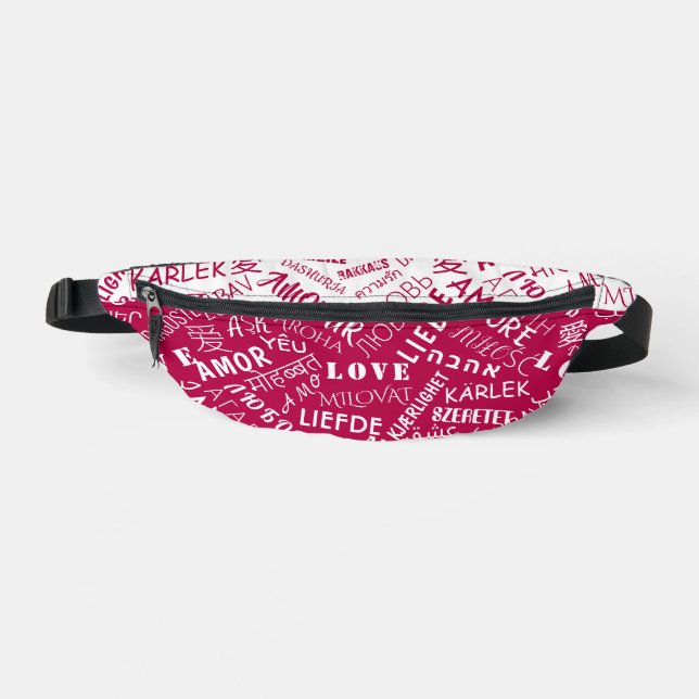 Multilingual Love Text Fanny Pack - Custom Colours (Front)