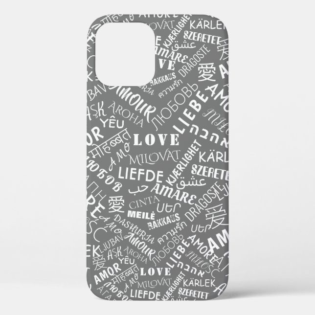 Multilingual Love Text iPhone Case Choose Colours (Back)
