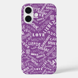 Multilingual Love Text Purple iPhone Case