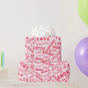 Multilingual Love Text Wrapping Paper Custom Colou