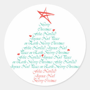 Multilingual Merry Christmas! Classic Round Sticker