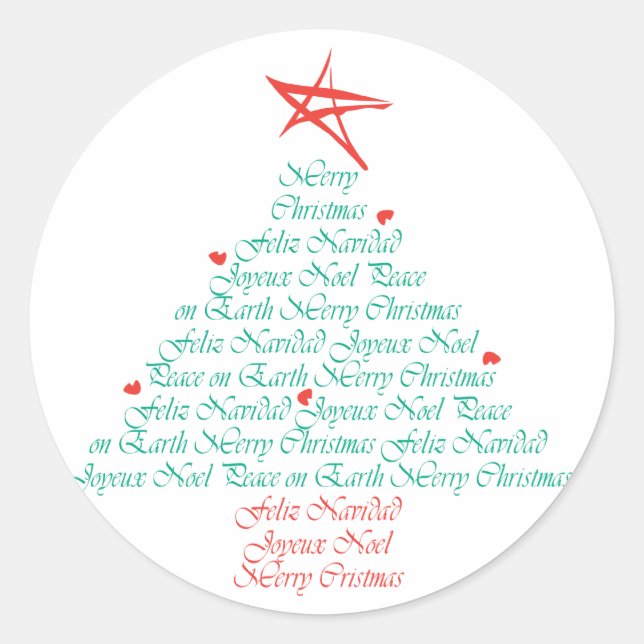 Multilingual Merry Christmas! Classic Round Sticker (Front)