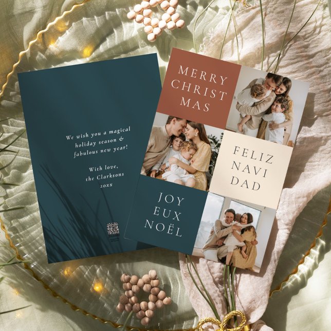 Multilingual Merry Christmas Modern Photo Holiday Card (Creator Uploaded)